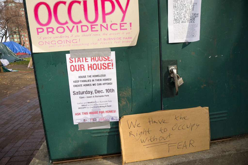 The Occupy movement's posters and leaflets have become familiar sights around Kennedy Plaza
