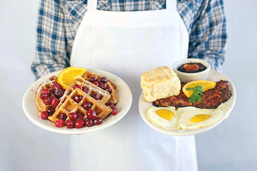 Waffles and Corned Beef Hash at the Bluebird Cafe in Wakefield