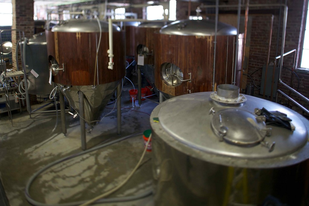 Inside Grey Sail's brewery