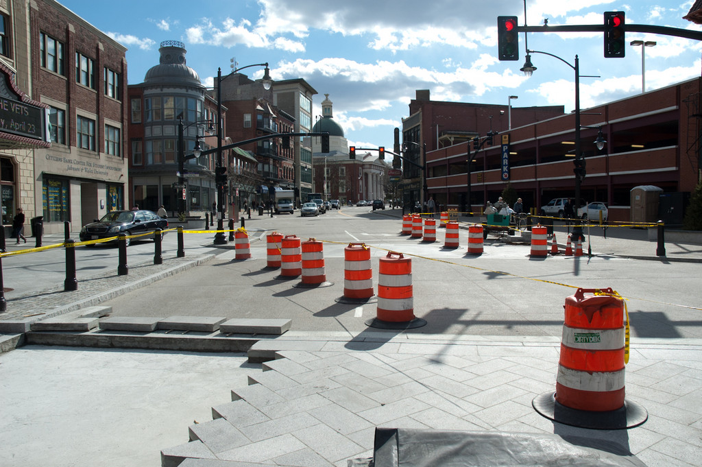 Weybosset Street was reopened to two-way traffic in January 2012, and the area in front of the Providence Performing Arts Center has been getting a facelift.