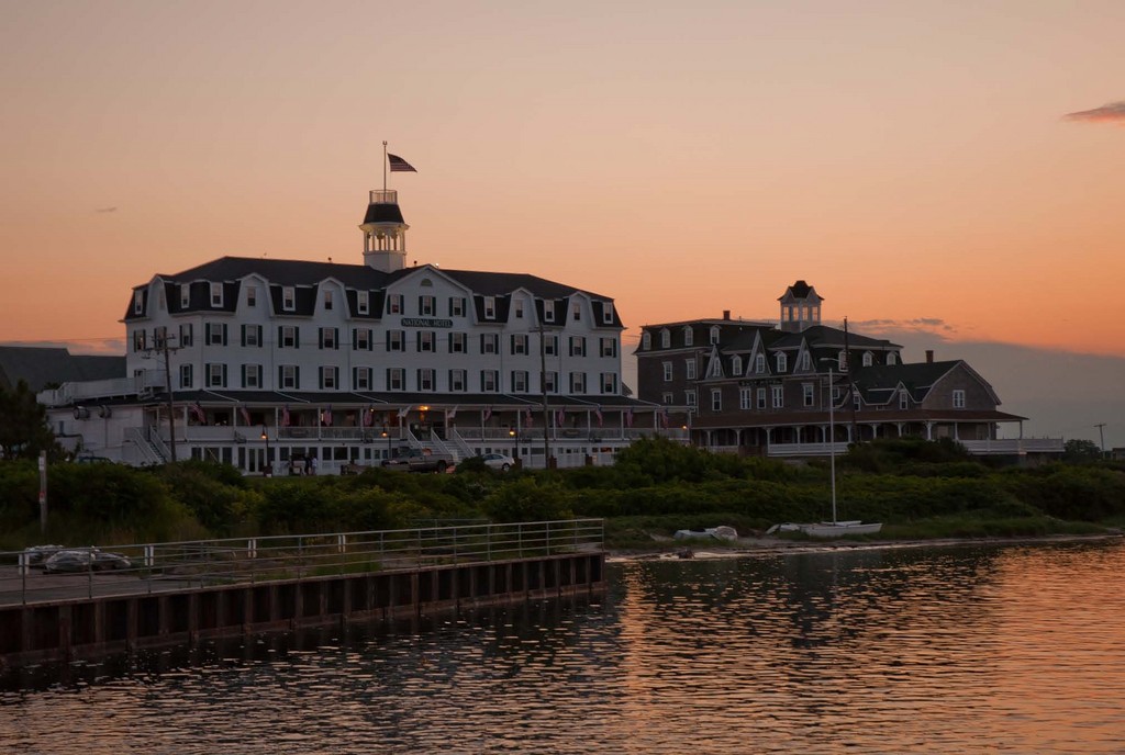 The sight National Hotel greets visitors to Block Island