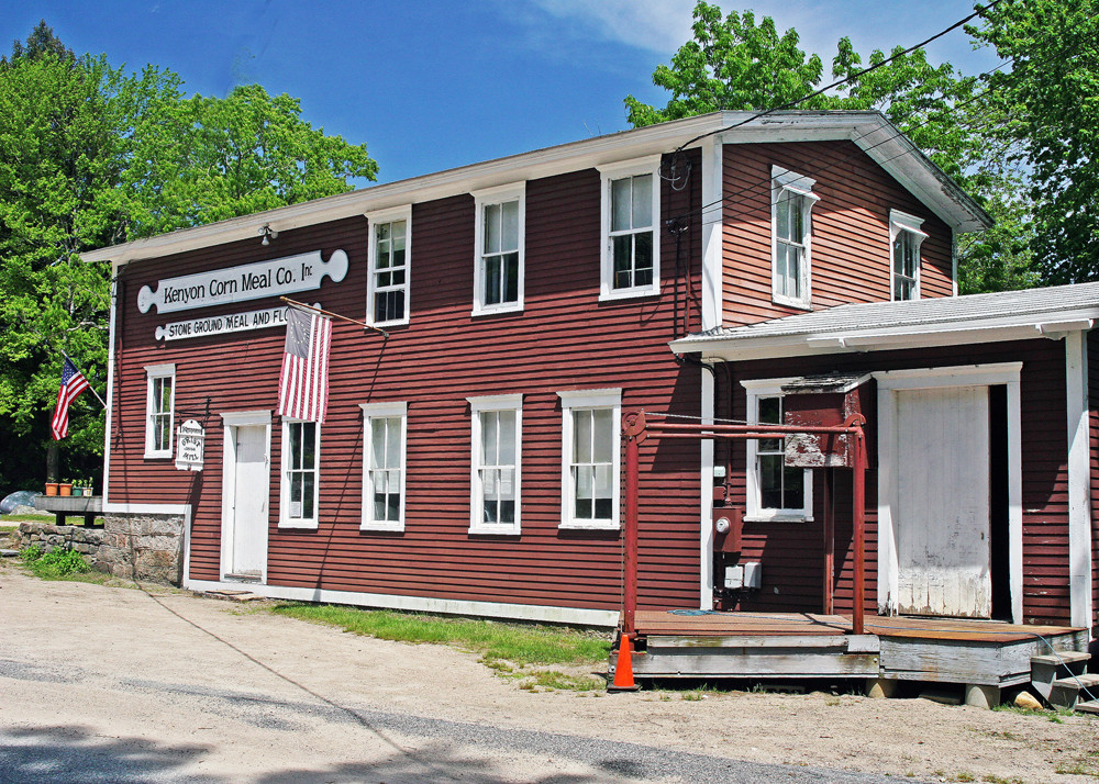 Kenyon's Grist Mill in Usquepaug is Rhode Island's oldest continuously operating manufacturing business, dating to 1696