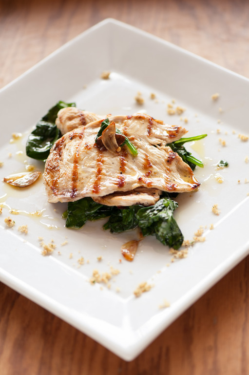 Grilled Chicken over Spinach with Garlic