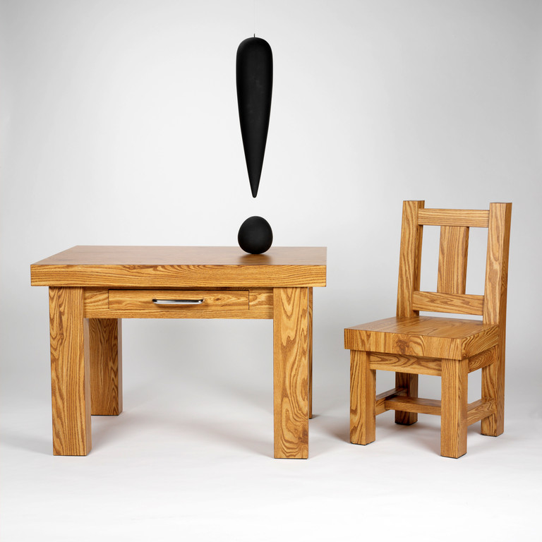Richard Ernst Artschwager, Chair/Table, 1980. Museum purchase with funds from the bequest of Lyra Brown Nickerson, by exchange, and Exclamation Point, 1980. Georgianna Sayles Aldrich Fund and Walter H. Kimball Fund. On view in the RISD Museum’s 20th-Century Galleries.