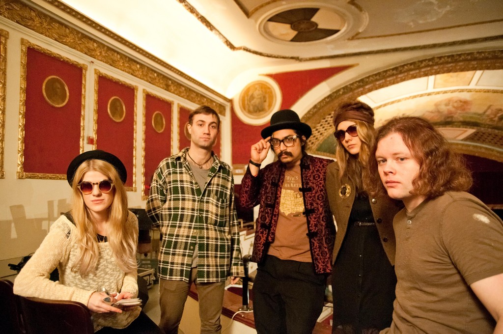 Left to right: writer Sarah Bertness with local musicians Ben Knox Miller,  Jeff Prystowsky, Mackenzie Holway and Keith McCurdy.