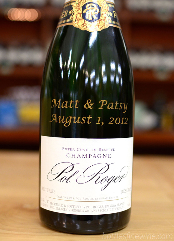 Bottles can engrave almost any item in their wine shop. Pol Roger Champagne is a classic choice. Order now!