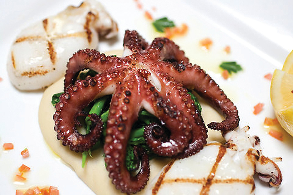 Grilled baby octopus and cuttlefish