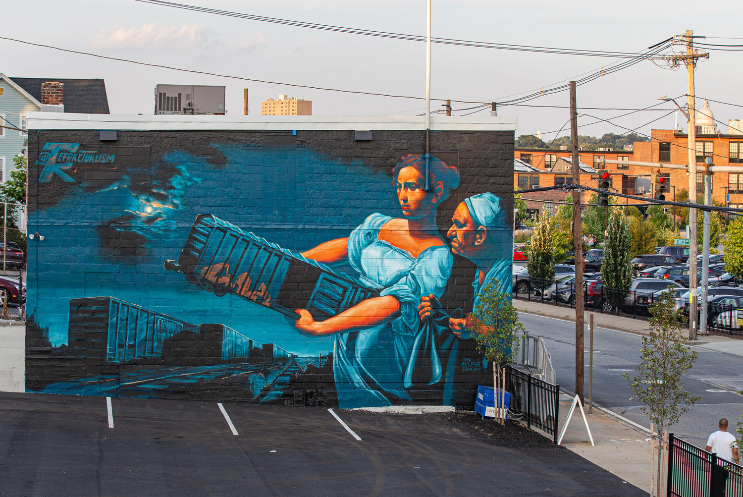 “Derailed”, a mural by Connecticut-based artist Mike DeAngelo, can be found at 422 Valley Street