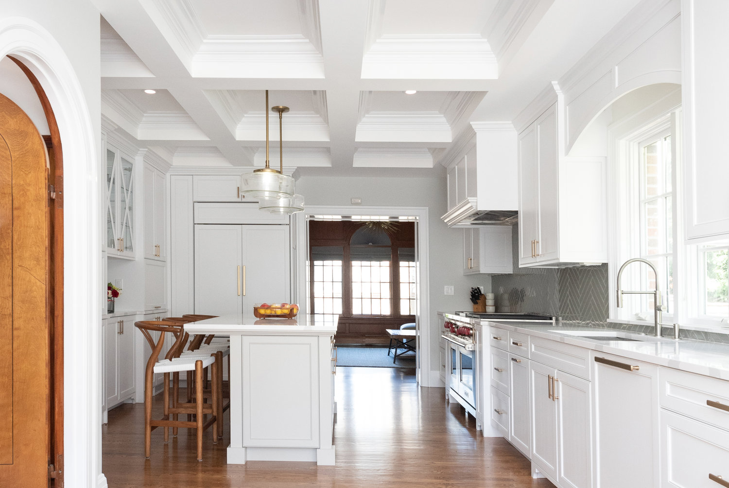 Coffered ceilings draw the eye up and contribute visual space