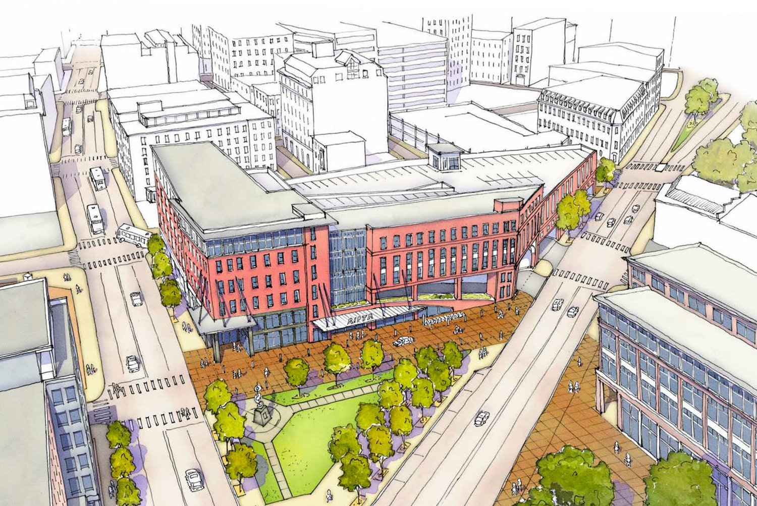 The proposed Innovation District Bus Transit Center on Dorrance Street