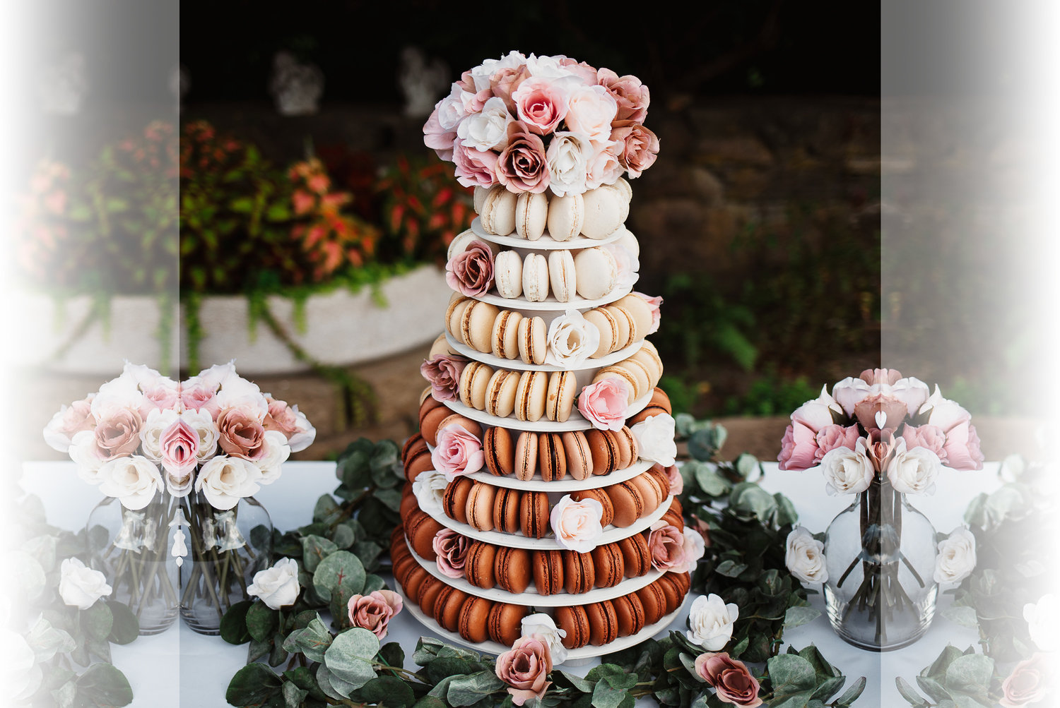 A macaron tower crafted with love by Mariela’s Sweets