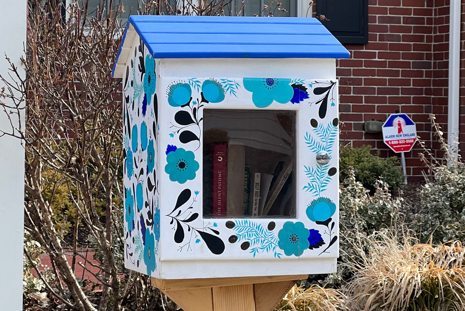 This floral print library on Elmwood Avenue brightens up the neighborhood all year